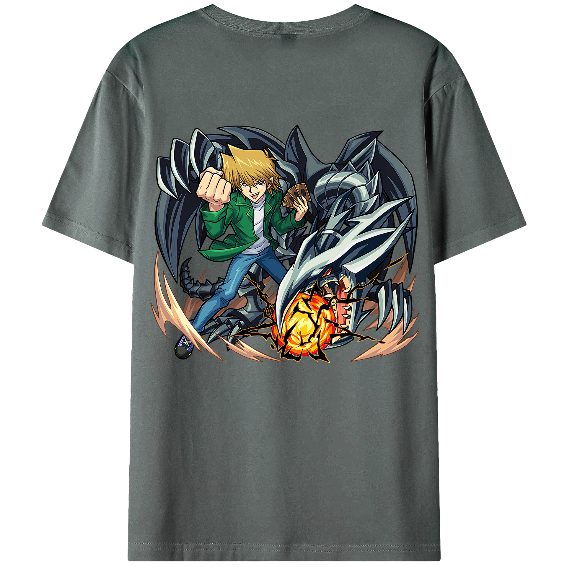 （画像用） 遊☆戯☆王 Yu-Gi-Oh! 綿100％ メンズ半袖Tシャツ（バックプリント） 通気性